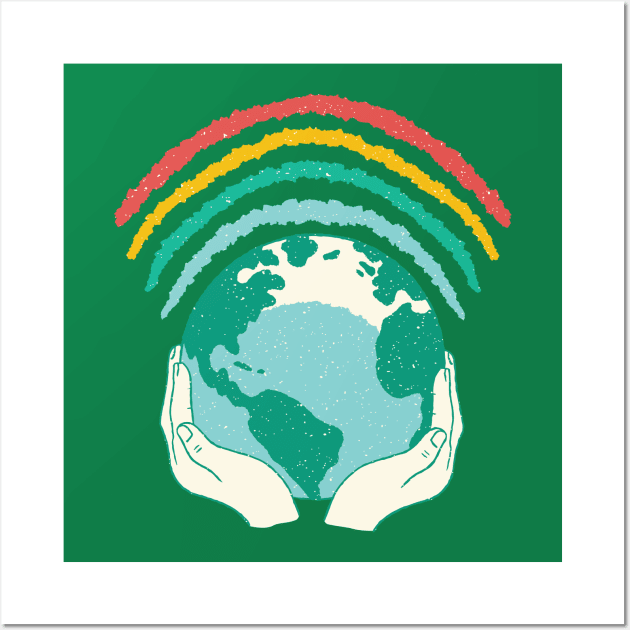 Earth Day 2024 Environmental Awareness Rainbow Wall Art by Visual Vibes